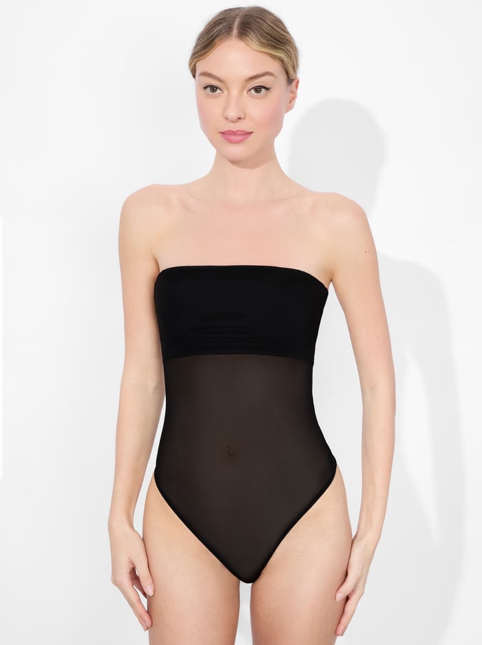 alice & olivia BANDEAU STRAPLESS BODYSUIT BLACK