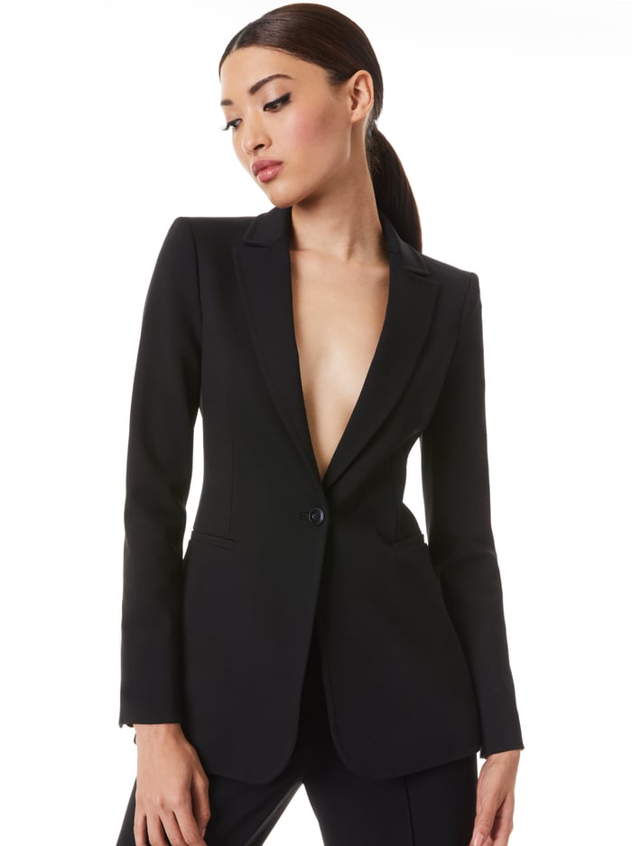 alice & olivia BREANN FITTED BLAZER BLACK