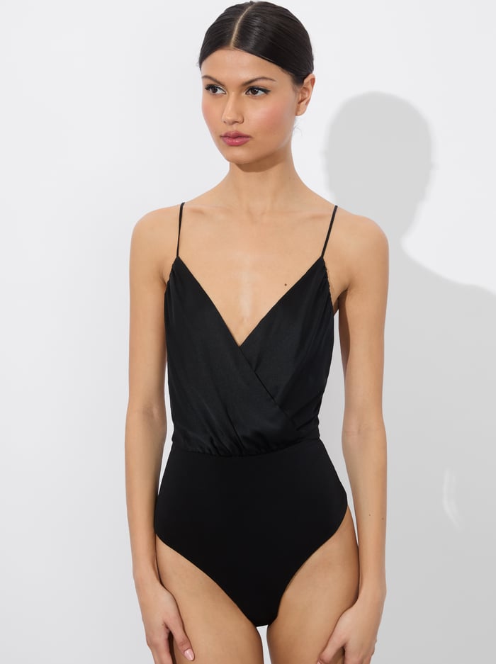 alice & olivia CALLIE TANK BODYSUIT BLACK