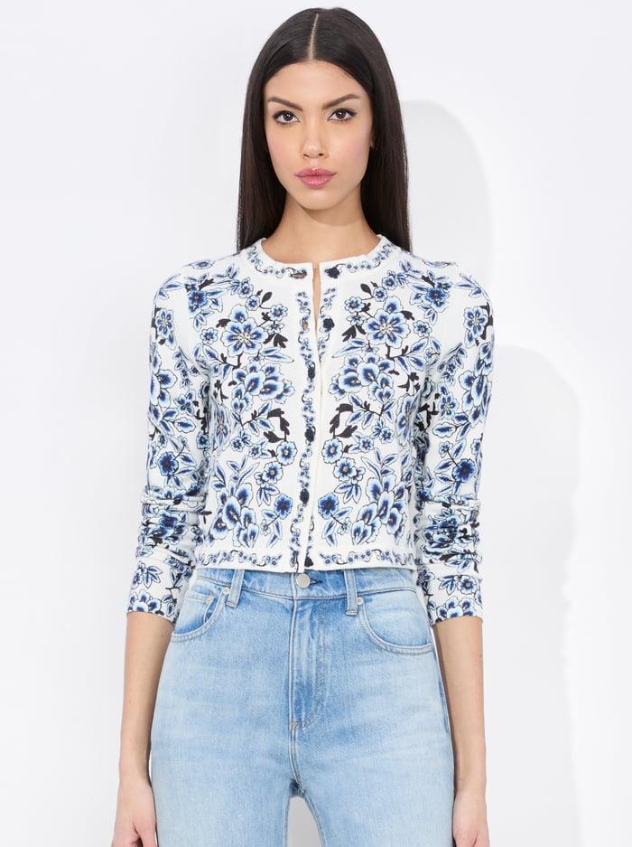 alice & olivia CARSON CARDIGAN SOFT WHITE MULTI