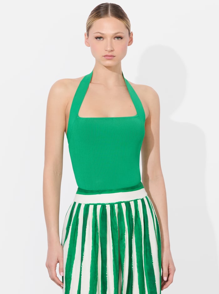 alice & olivia CELLY HALTER TANK LIGHT EMERALD