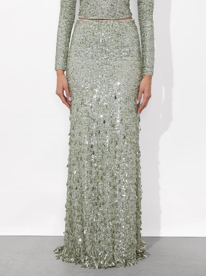 alice & olivia CHARITY SEQUIN GOWN SKIRT SEA SPRAY