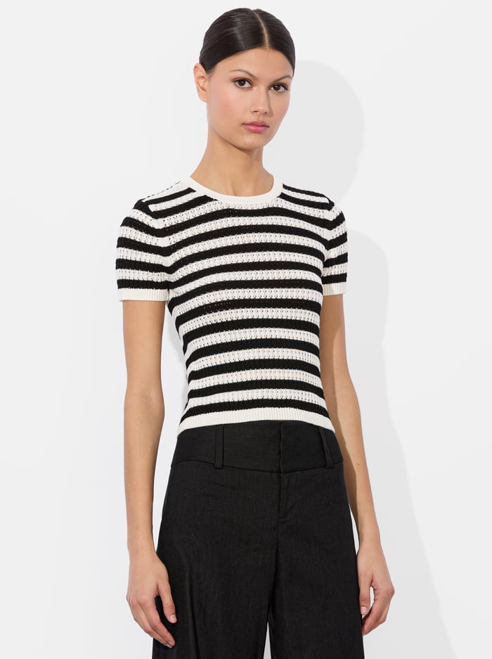 alice & olivia CIARA PULLOVER SOFT WHITE/BLACK