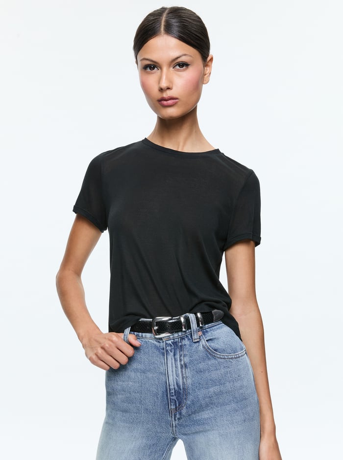 alice & olivia CINDY CROPPED TEE BLACK