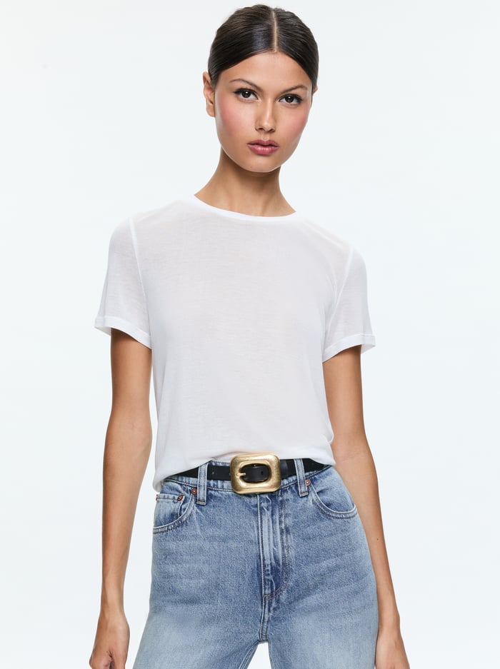 alice & olivia CINDY CROPPED TEE BLACK