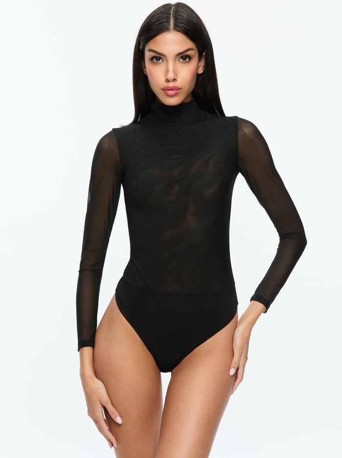 alice & olivia CLARINDA BODYSUIT BLACK