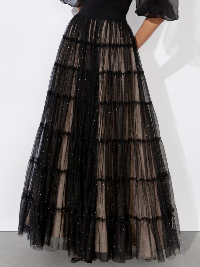 alice & olivia DARCY BALLGOWN SKIRT BLACK/CRYSTAL
