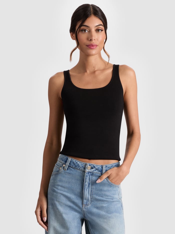 alice & olivia DARYN SCULPTING TANK BLACK