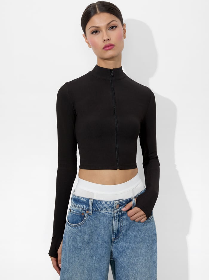 alice & olivia DELAINA REVERSIBLE TOP BLACK