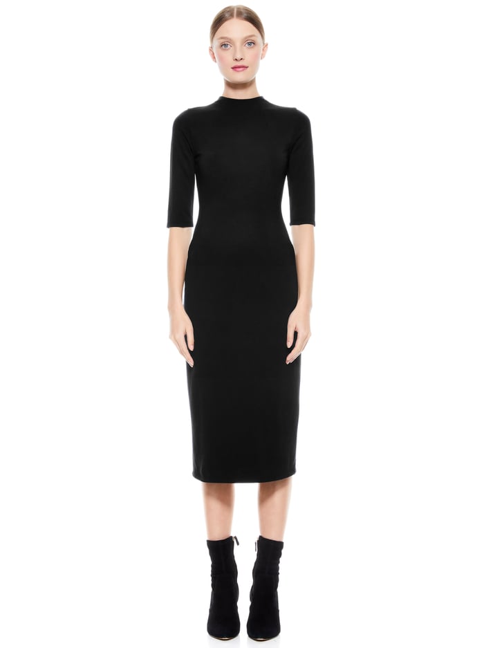 alice & olivia DELORA MIDI DRESS BLACK