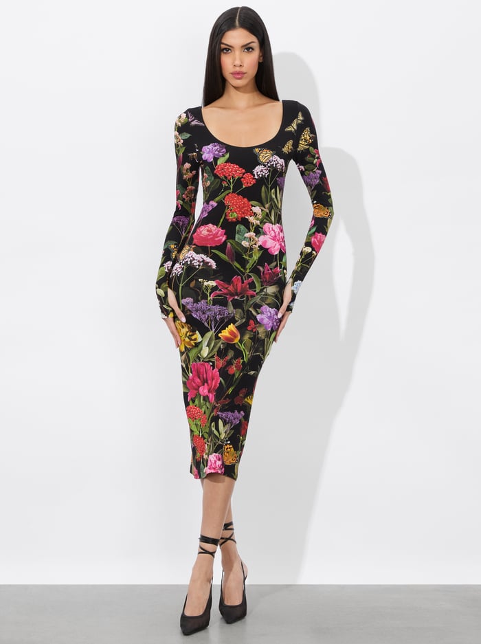 alice & olivia DELORA MIDI DRESS SECRET GARDEN
