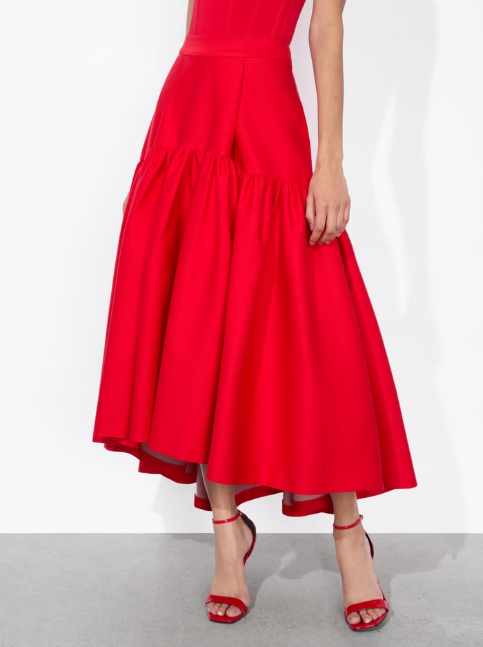 alice & olivia DIANA MIDI SKIRT BRIGHT RUBY