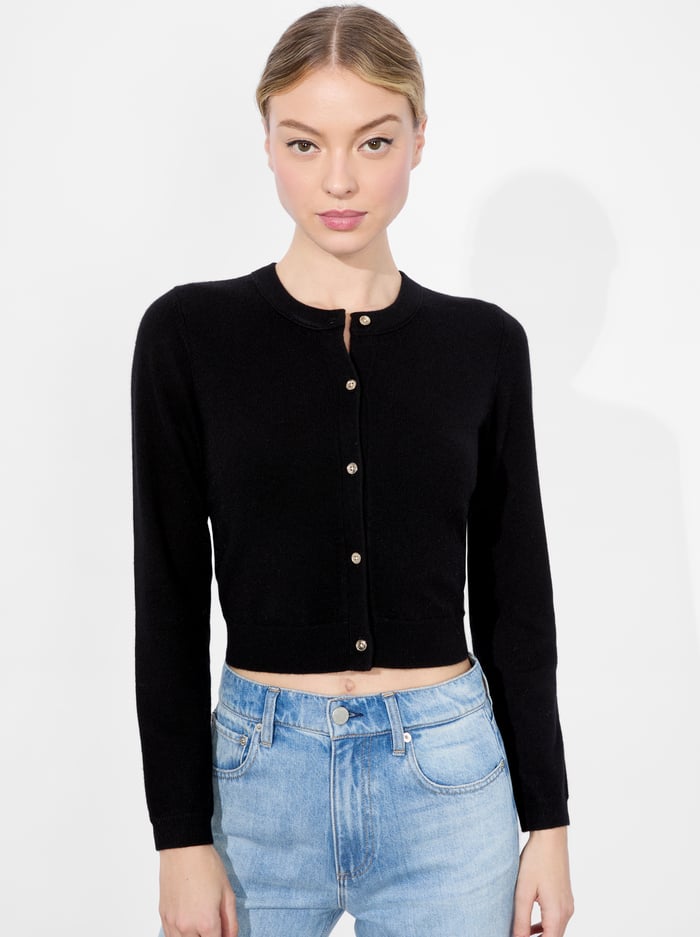 alice & olivia DOLLIE CASHMERE CARDIGAN BLACK