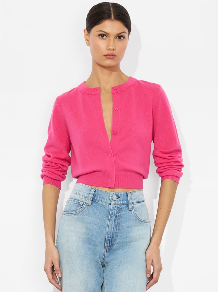 alice & olivia DOLLIE CASHMERE CARDIGAN BLACK