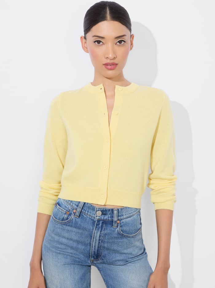 alice & olivia DOLLIE CASHMERE CARDIGAN BLACK