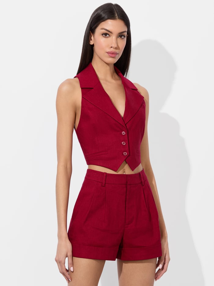 alice & olivia DONNA VEST DARK CHERRY
