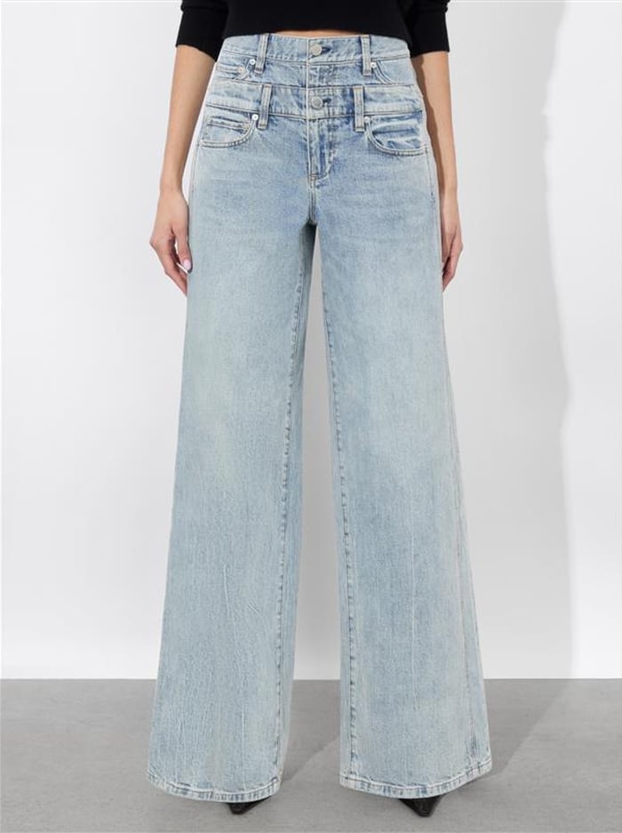 alice & olivia DOUBLE WAIST COOL JEAN ROCKSTAR BLUE