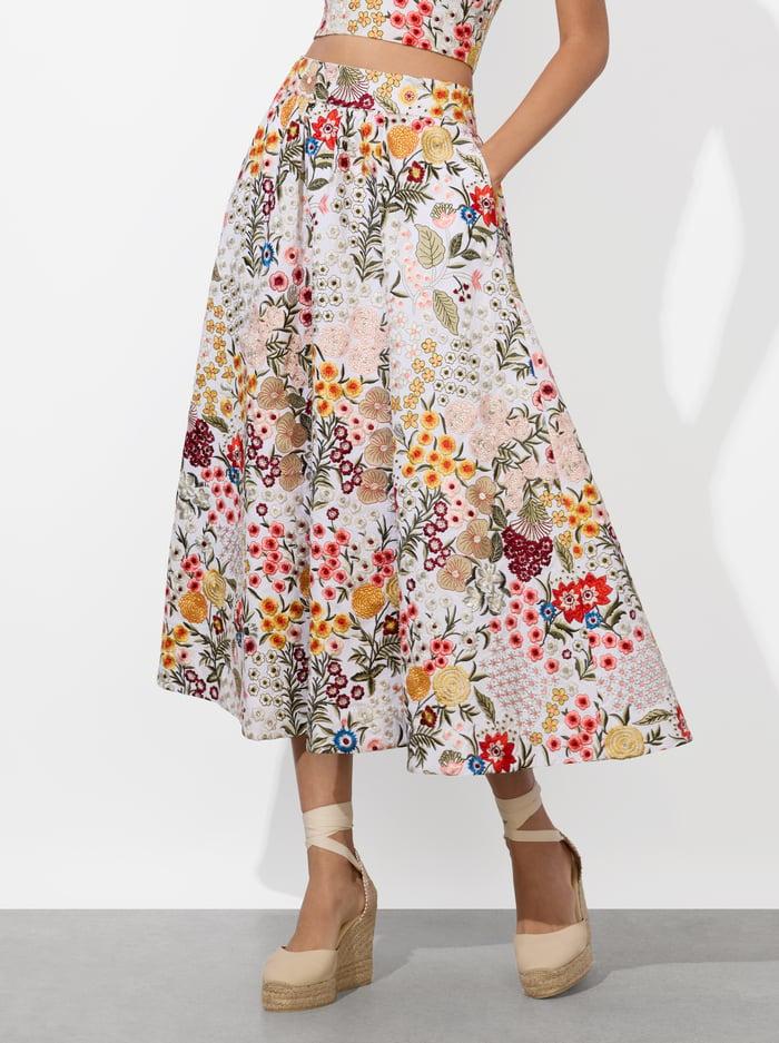 alice & olivia EARLA FLARE SKIRT OFF WHITE/MULTI