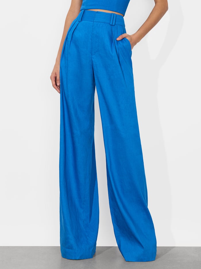alice & olivia ERIC LINEN PANT TRUE BLUE