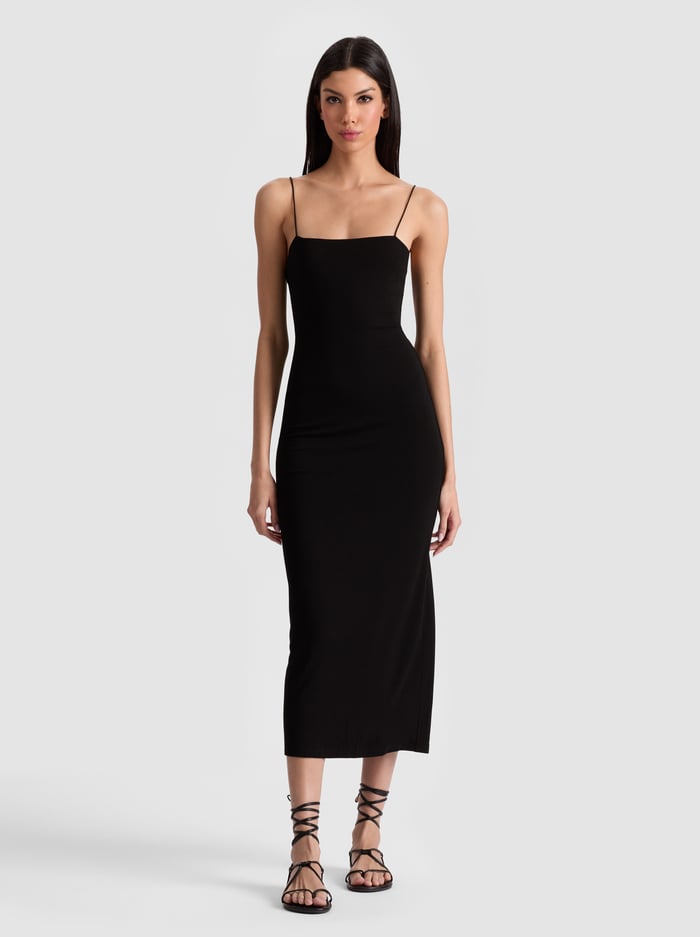 alice & olivia FIFI MIDI DRESS BLACK