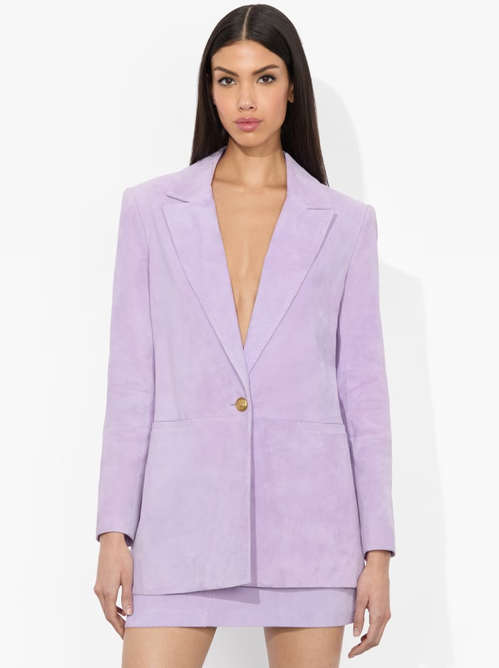 alice & olivia HADLIE SUEDE BLAZER DARK LILAC
