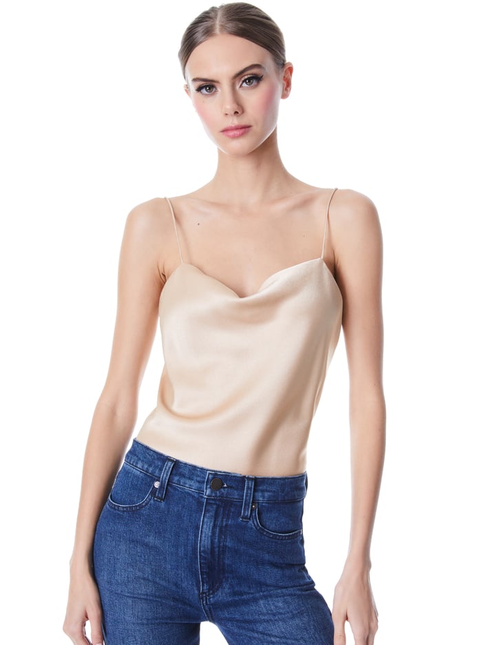 alice & olivia HARMON SLIP TANK ALMOND