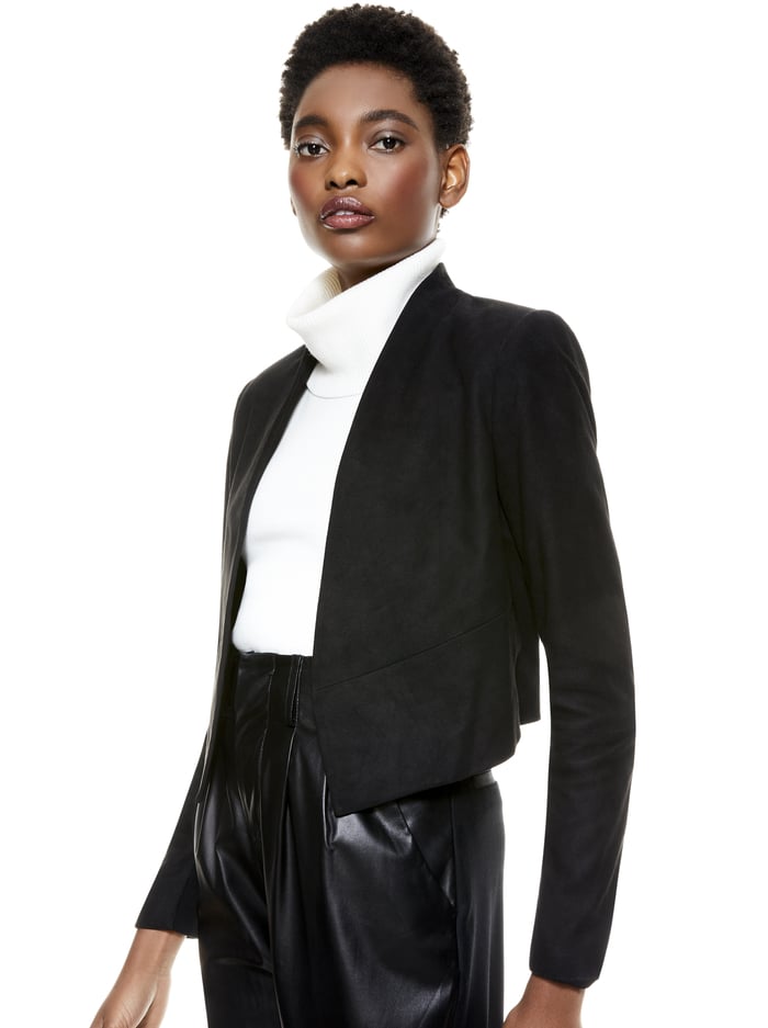 alice & olivia HARVEY SUEDE JACKET BLACK