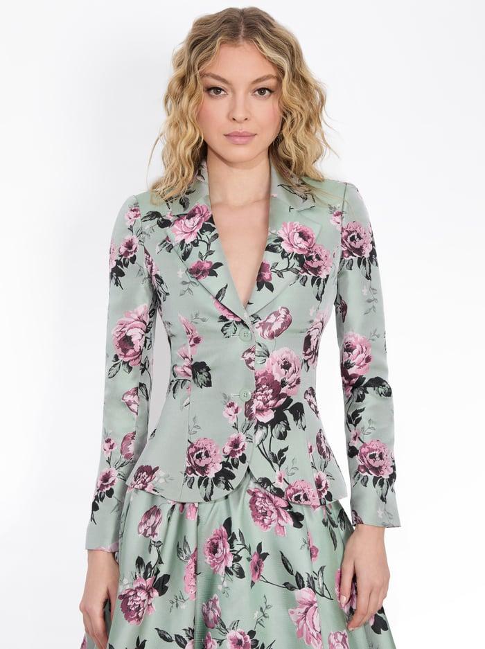 alice & olivia IANA SCULPTED BLAZER SAGE MULTI