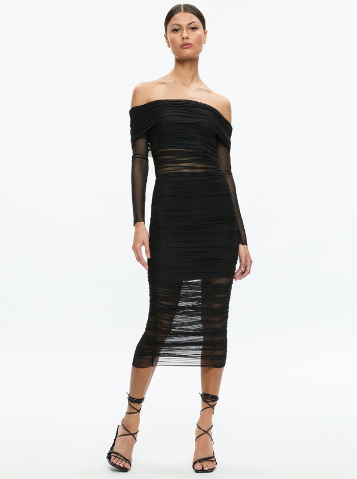 alice & olivia ISADOLA MIDI DRESS BLACK
