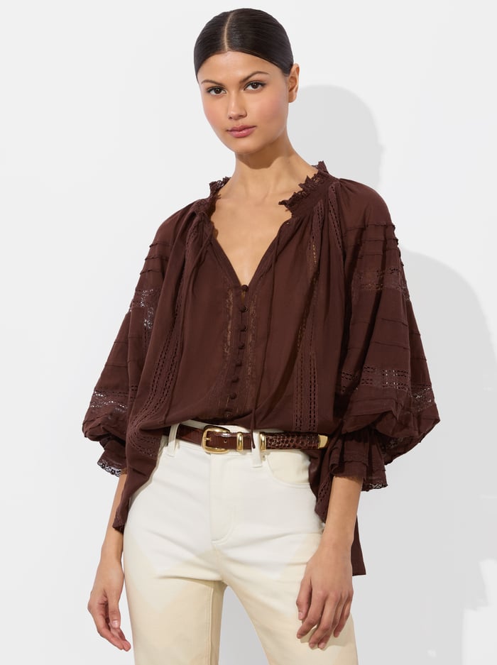 alice & olivia JOSEPHINE BLOUSE DARK CHERRY