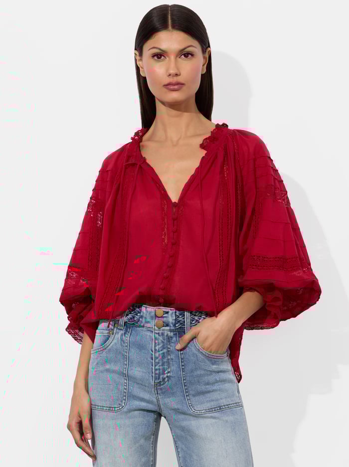 alice & olivia JOSEPHINE BLOUSE DARK CHERRY
