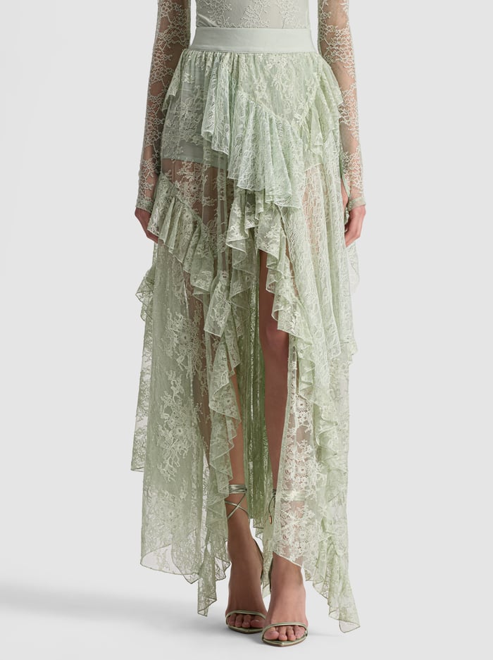 alice & olivia KARYS MIXED MEDIA SKIRT BISCOTTI