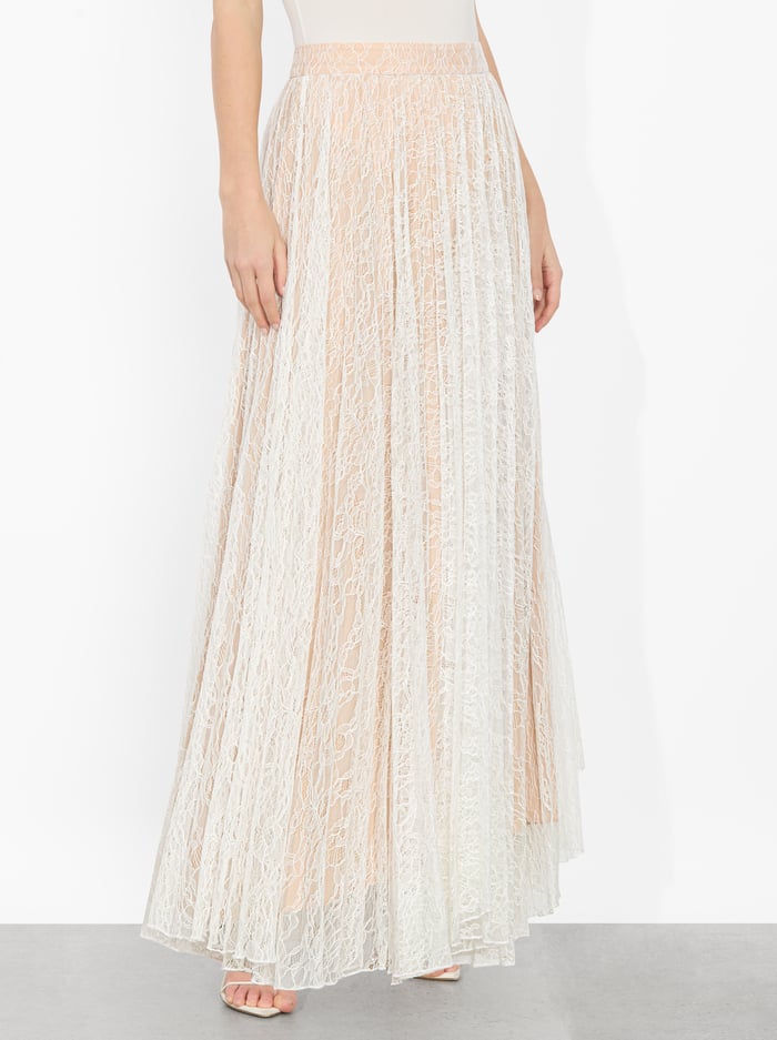 alice & olivia KATZ PLEATED MAXI SKIRT OFF WHITE