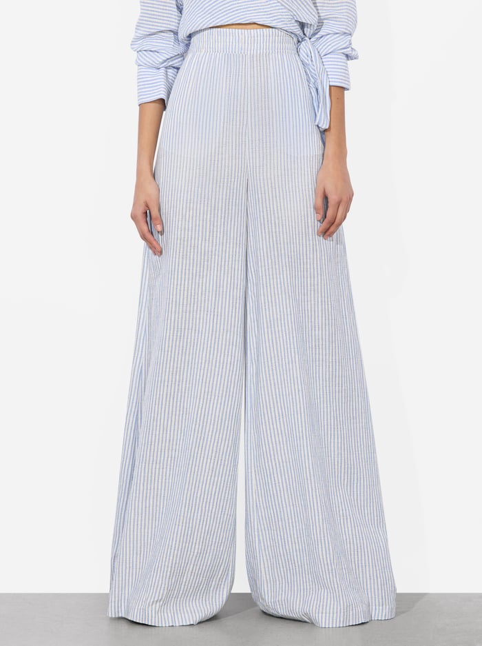 alice & olivia KENLEY PALAZZO PANT OFF WHITE/BLUE