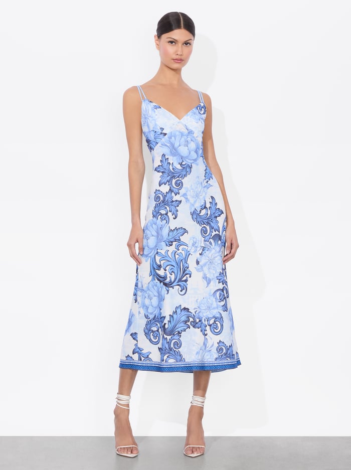 alice & olivia KIRO SLIP DRESS SCROLL SYMPHONY