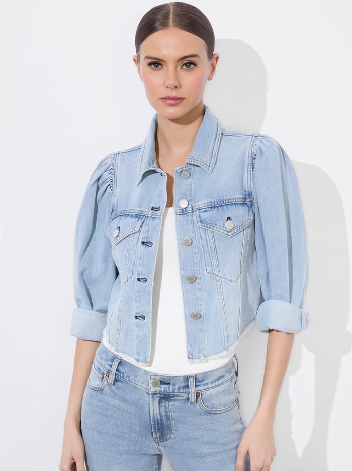 alice & olivia LANA DENIM JACKET BROOKLYN BLUE