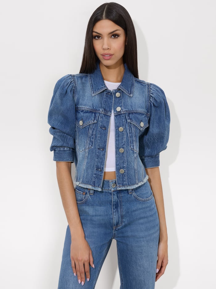 alice & olivia LANA DENIM JACKET BROOKLYN BLUE