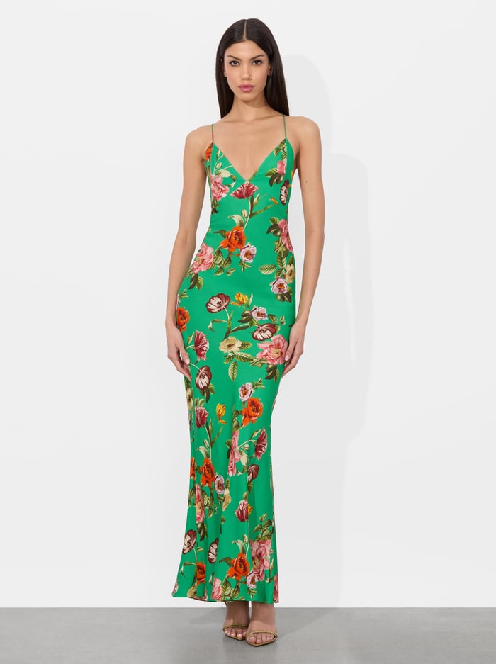 alice & olivia LOMA MAXI SLIP DRESS HAMPTONS FLORAL
