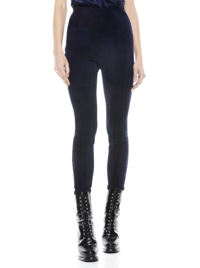 alice & olivia MADDOX SUEDE LEGGING NAVY