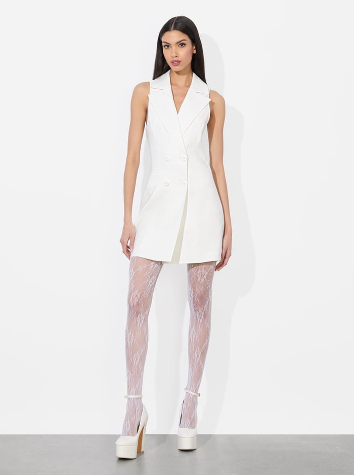 Alice & Olivia MERITT LINEN TUXEDO DRESS BLACK
