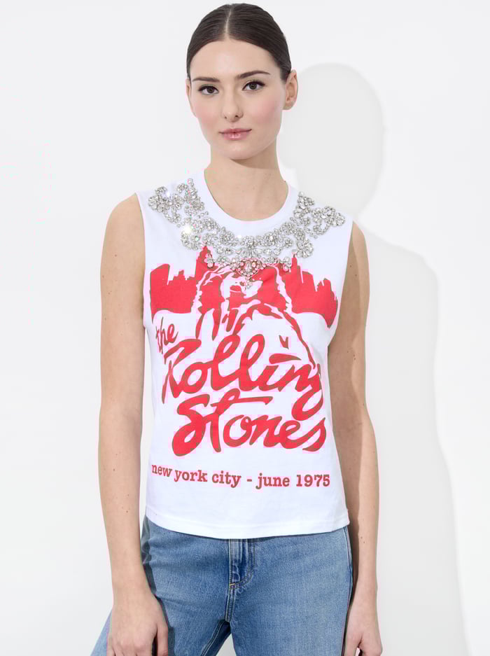 alice & olivia MICAH MUSCLE TANK OFF WHITE/MULTI