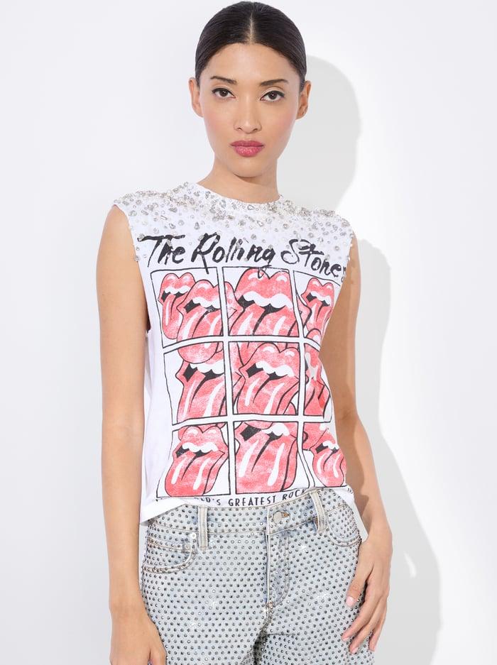 alice & olivia MICAH MUSCLE TANK OFF WHITE MULTI