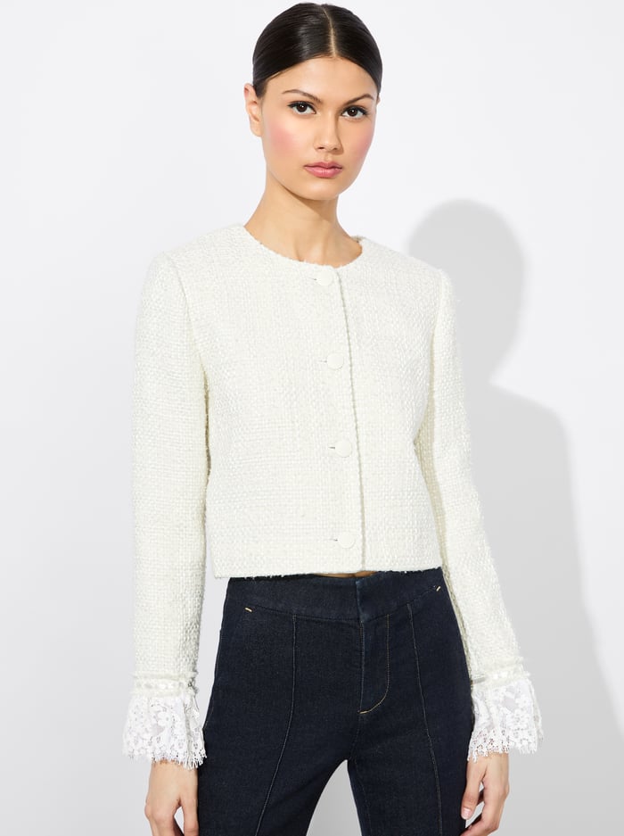 alice & olivia MILLIE JACKET OFF WHITE/OATMEAL