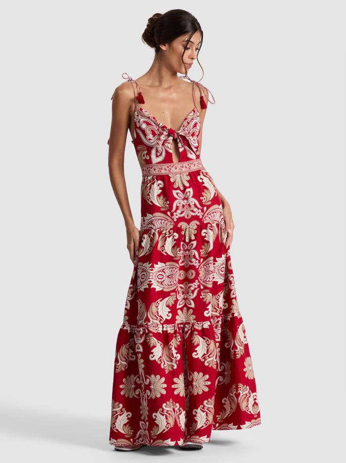 alice & olivia MINKA MAXI DRESS SERENADE DARK CHERRY