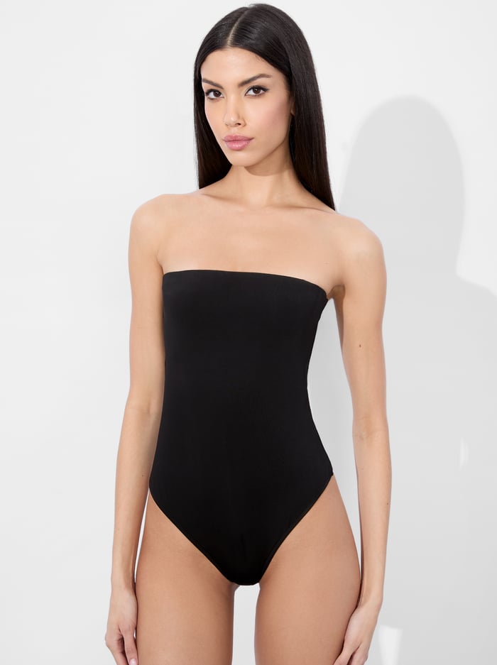 alice & olivia NAOMI STRAPLESS BODYSUIT BLACK