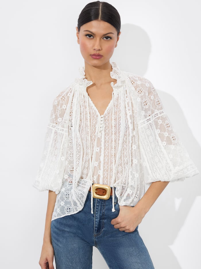 alice & olivia NORAH EYELET BLOUSE CATWALK