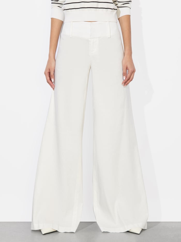 alice & olivia OLIVIA LINEN PANT BLACK