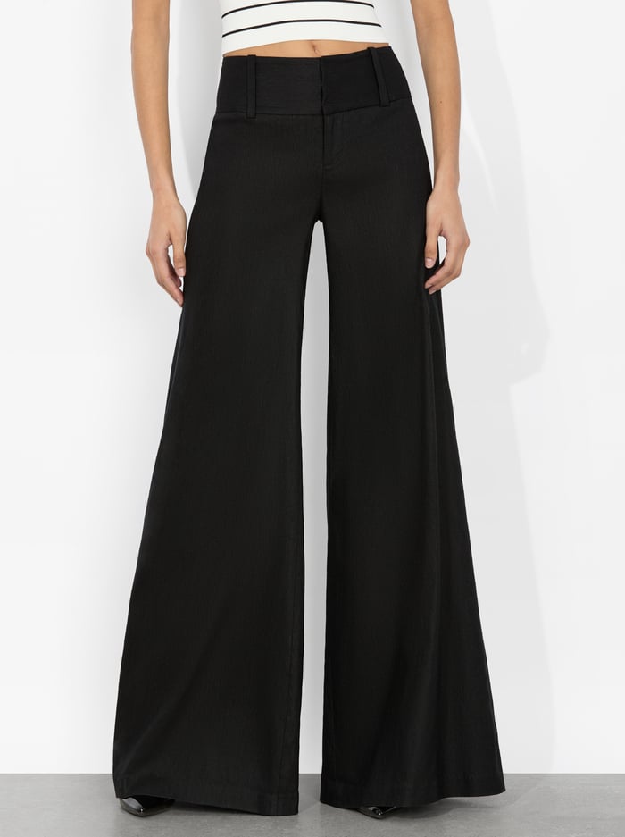alice & olivia OLIVIA LINEN PANT BLACK