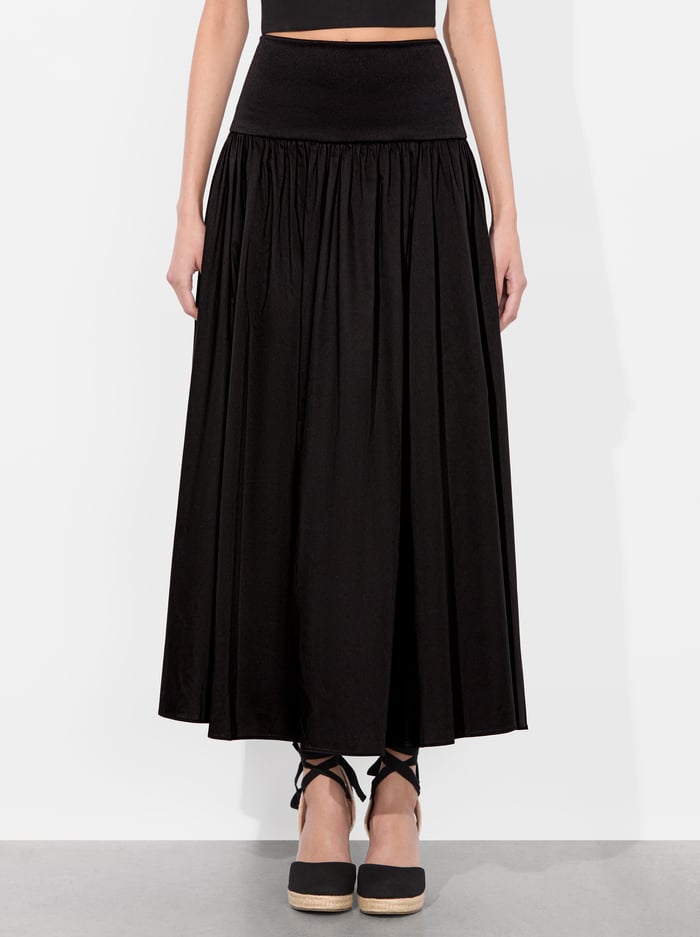 alice & olivia ORIANA DROP WAIST MIDI SKIRT BLACK