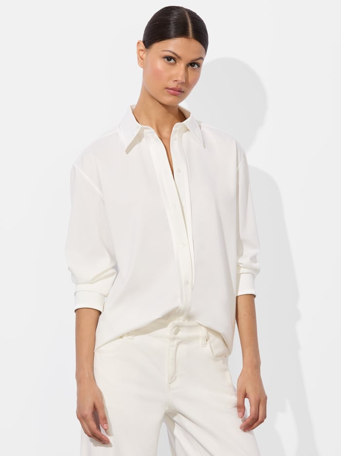 alice & olivia PERFECT BUTTON DOWN OFF WHITE